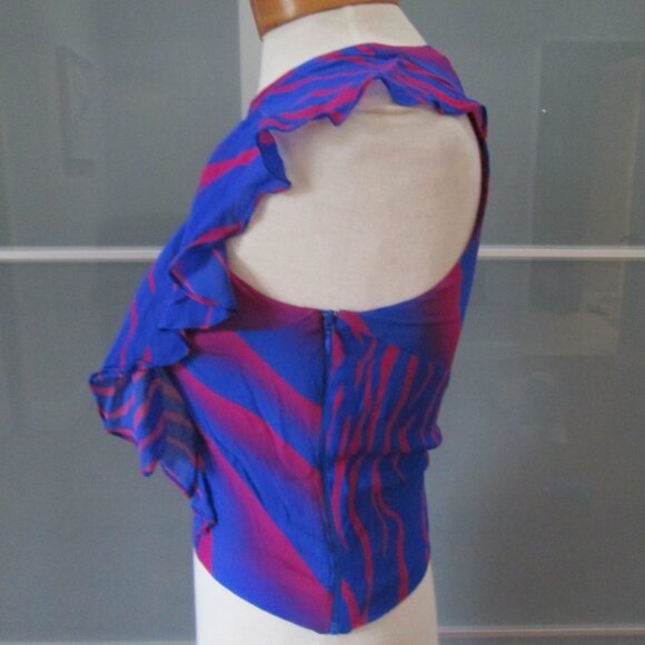 Just Cavalli Cropped Ruffle Sleeve Tank Top - Picture 2 of 8